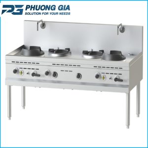 Bếp Á công nghiệp với thành bếp chắn nước